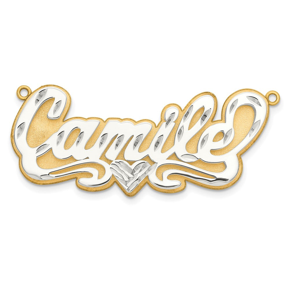 14K Bicolor 3d Diamantiert Name Platte