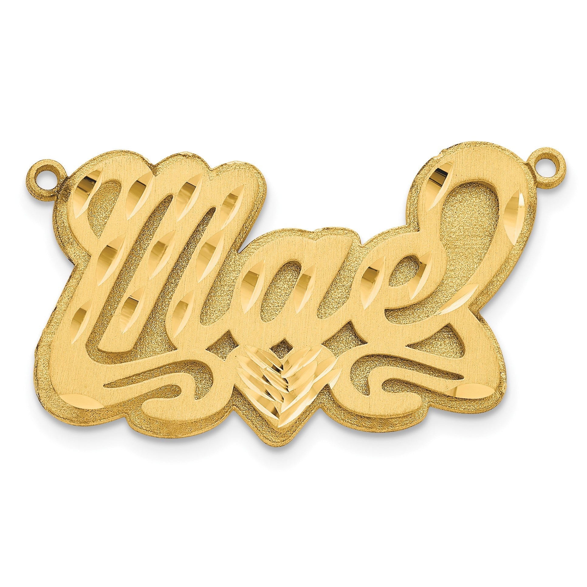 Vergoldet 3d Satiniert Diamantiert Herz Name Platte
