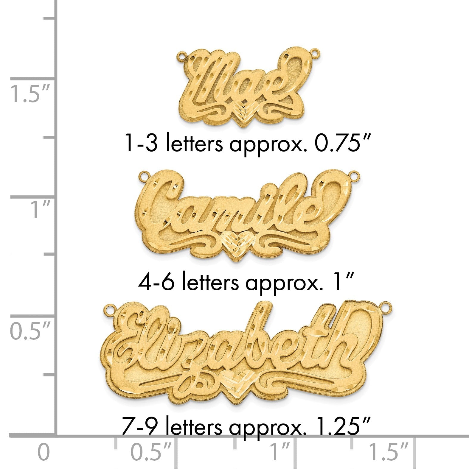 Vergoldet 3d Satiniert Diamantiert Herz Name Platte
