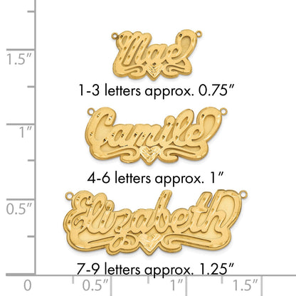 Vergoldet 3d Satiniert Diamantiert Herz Name Platte