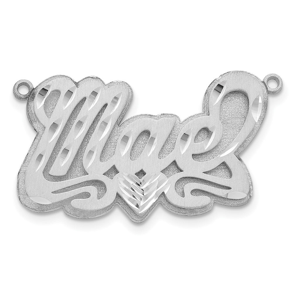 Sterlingsilber Rhodiniert 3d Satiniert Diamantiert Herz Name Platte