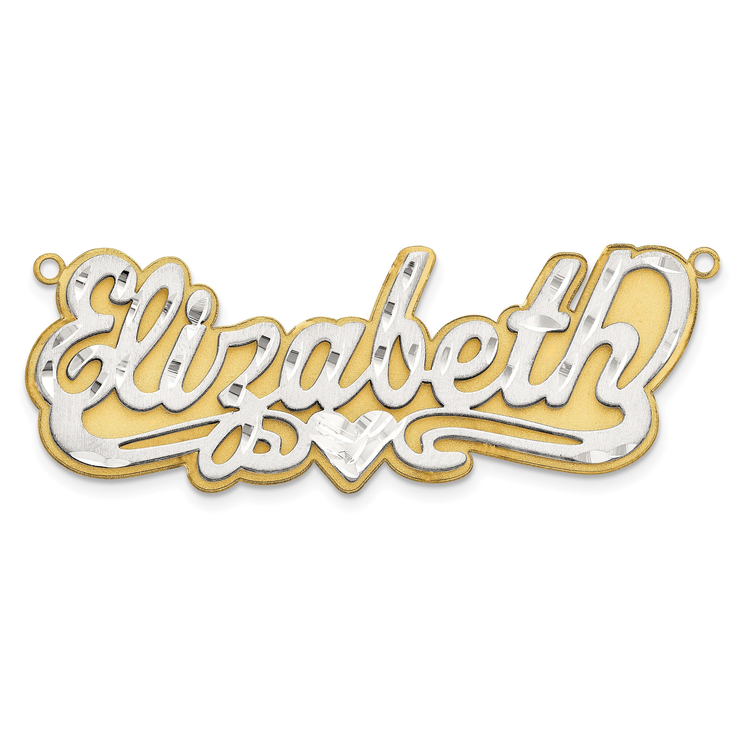 14K Bicolor 3d Satiniert Diamantiert Name Platte