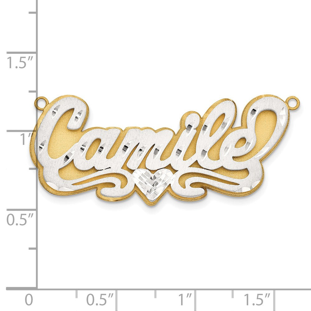 14K Bicolor 3d Satiniert Diamantiert Name Platte