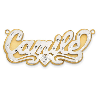 14K Bicolor 3d Satiniert Diamantiert Name Platte