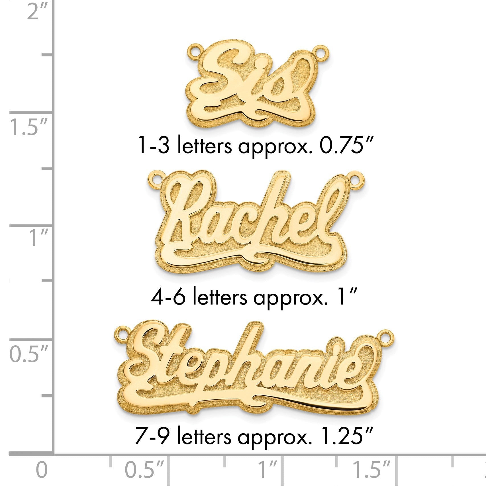 14K Gelbgold 3d Poliert Name Platte