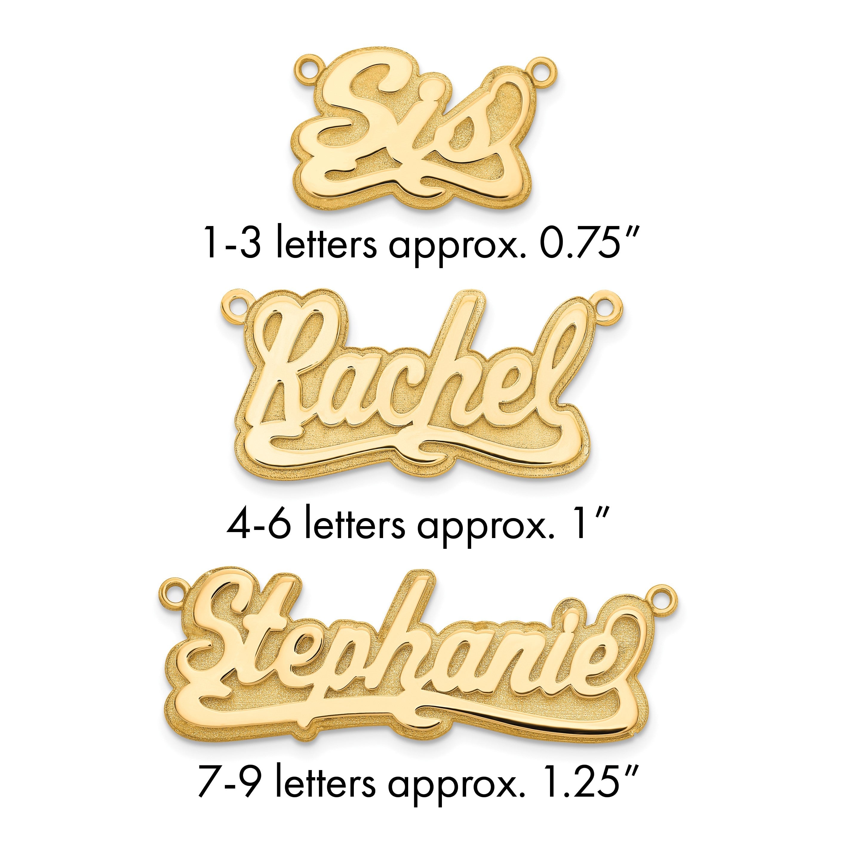 14K Gelbgold 3d Poliert Name Platte