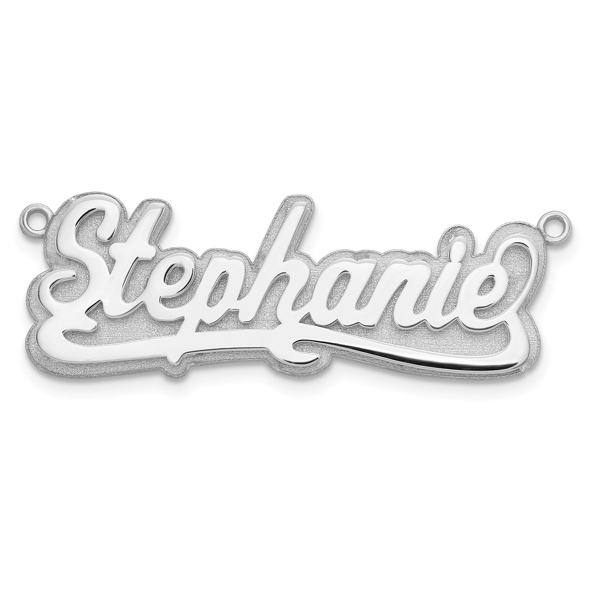 14K Weißgold 3d Poliert Name Platte