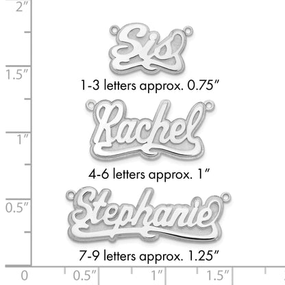 Sterlingsilber Silber/rhodiniert 3d Poliert Name Platte