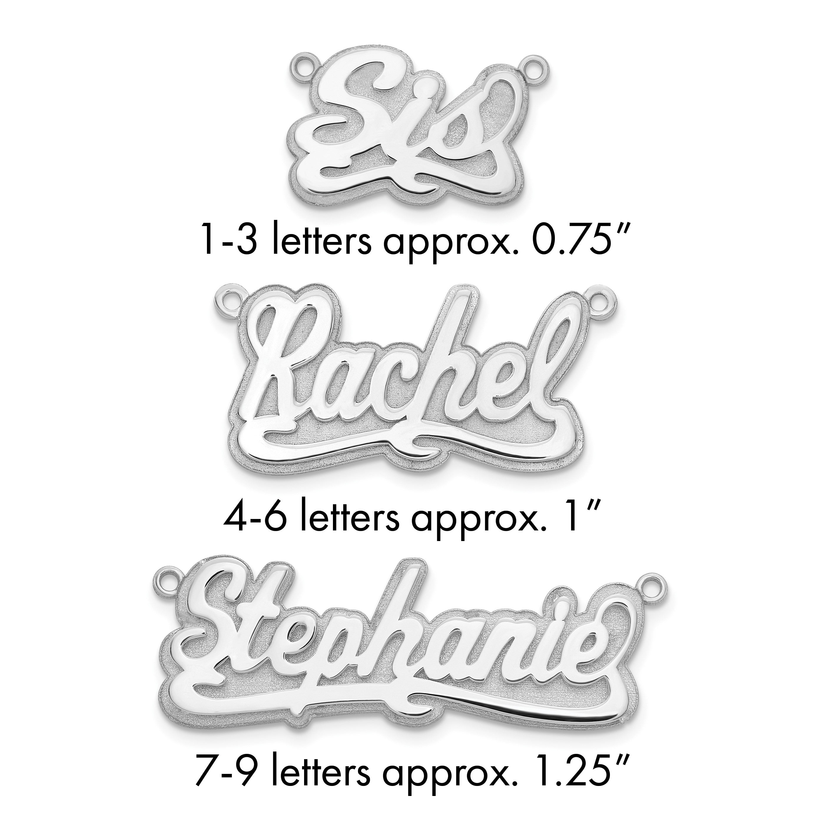Sterlingsilber Silber/rhodiniert 3d Poliert Name Platte