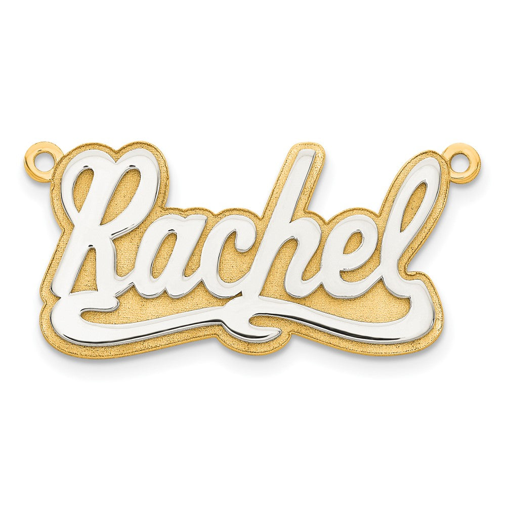 14K Bicolor 3d Poliert Name Platte