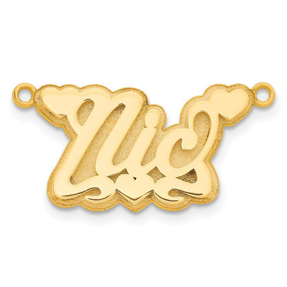 14K Gelbgold 3d Poliert Herzen Name Platte