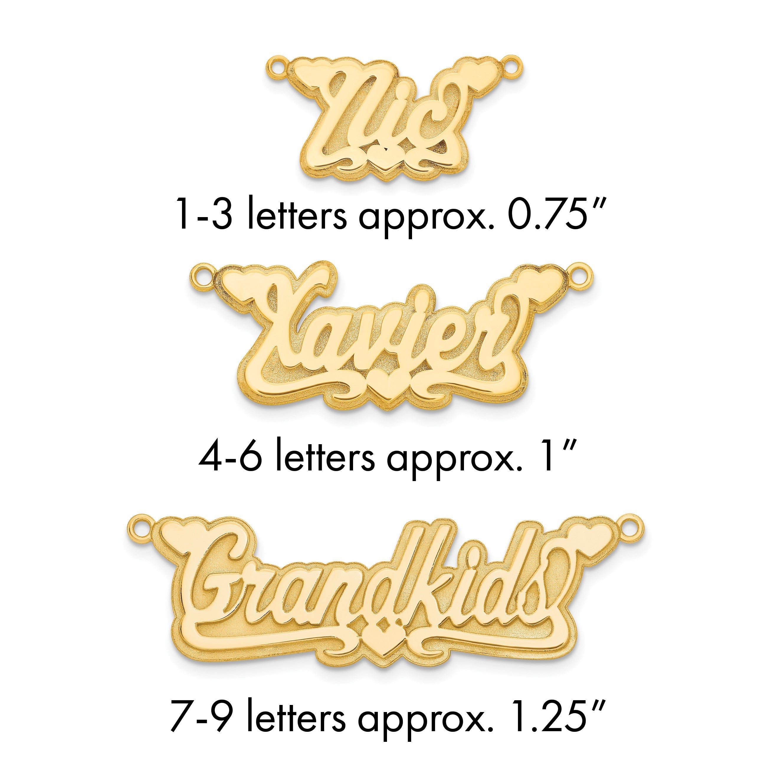 Vergoldet Sterlingsilber /gold 3d Poliert Herzen Name Platte