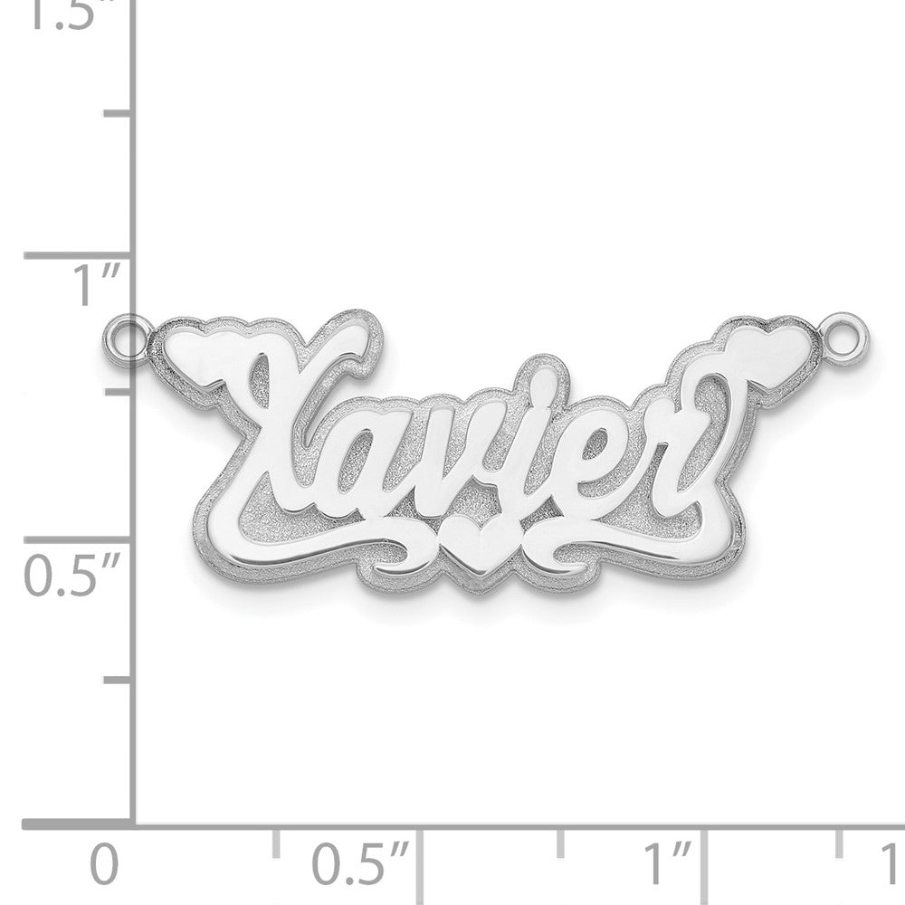 Sterlingsilber Silber/rhodiniert 3d Poliert Herzen Name Platte