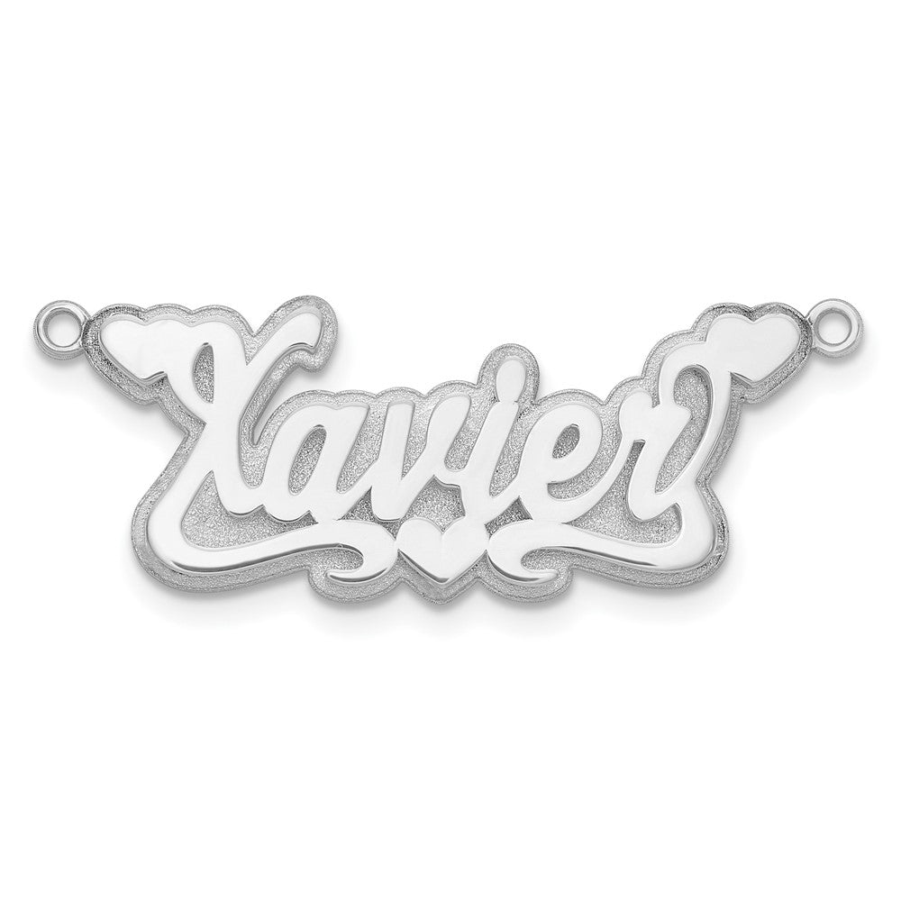 Sterlingsilber Silber/rhodiniert 3d Poliert Herzen Name Platte