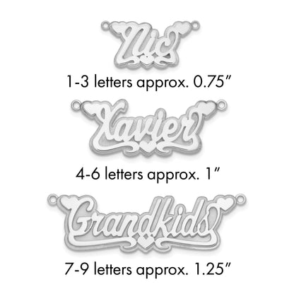 14K Weißgold 3d Poliert Herzen Name Platte