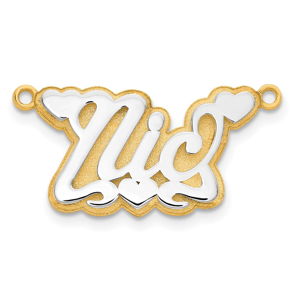 14K Bicolor 3d Poliert Name Platte