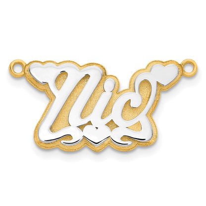 14K Bicolor 3d Poliert Name Platte