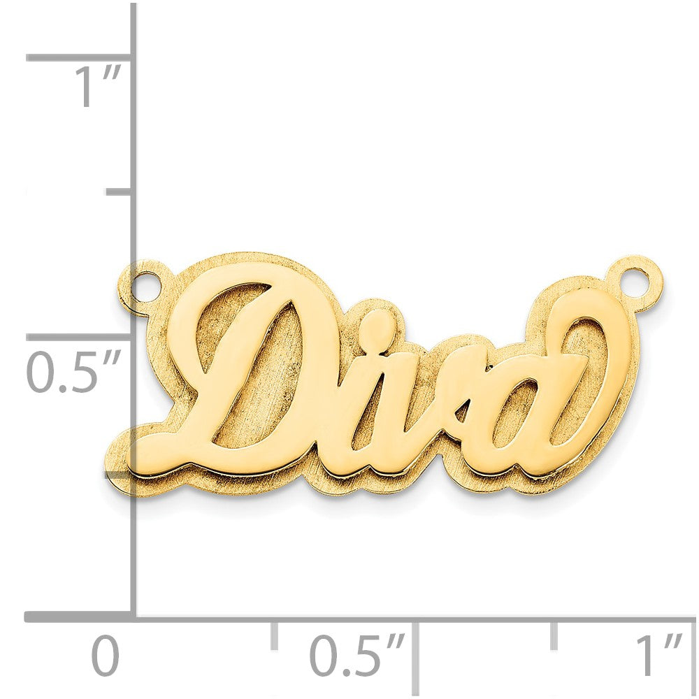 14K Gelbgold Poliert 3d Name Platte