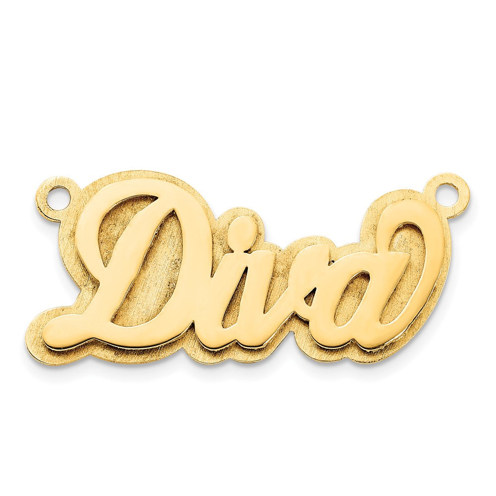 14K Gelbgold Poliert 3d Name Platte