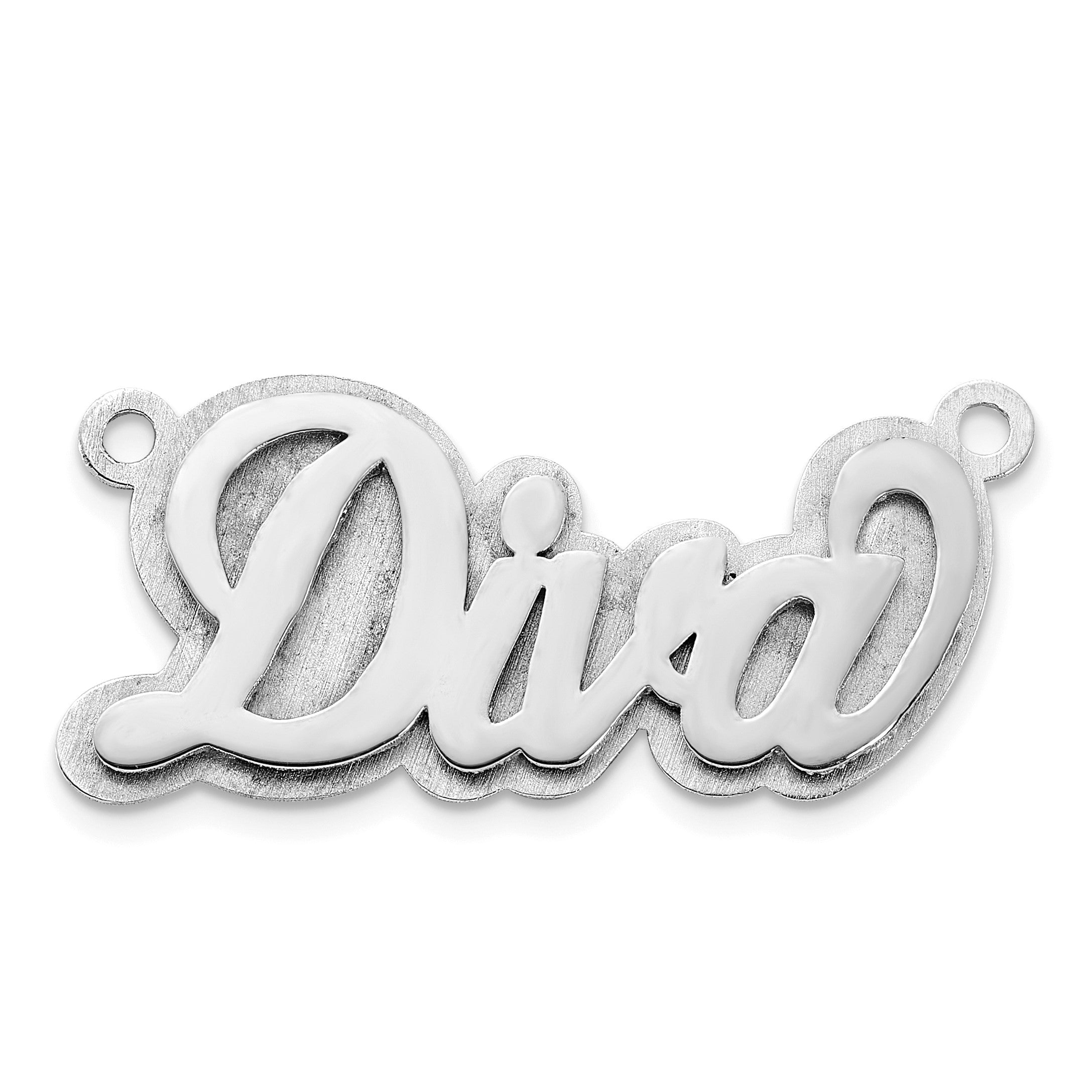 Sterlingsilber Silber/rhodiniert 3d Poliert Name Platte