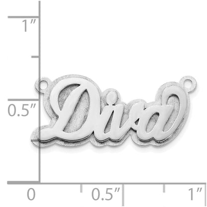 14K Weißgold Poliert 3d Name Platte