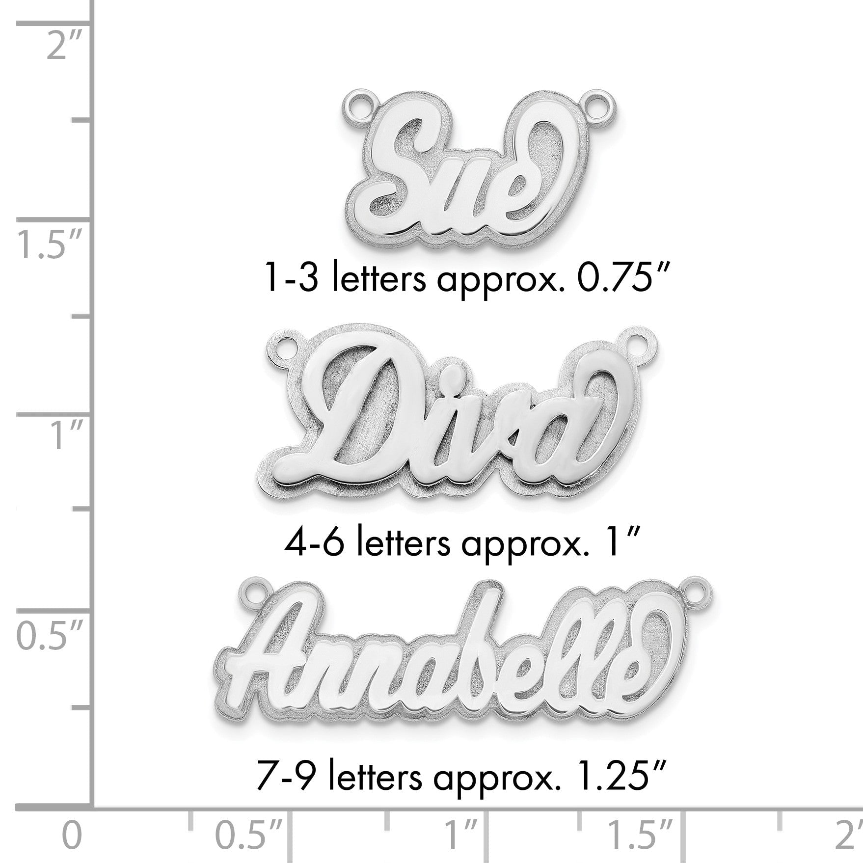 Sterlingsilber Silber/rhodiniert 3d Poliert Name Platte