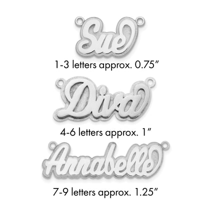 Sterlingsilber Silber/rhodiniert 3d Poliert Name Platte