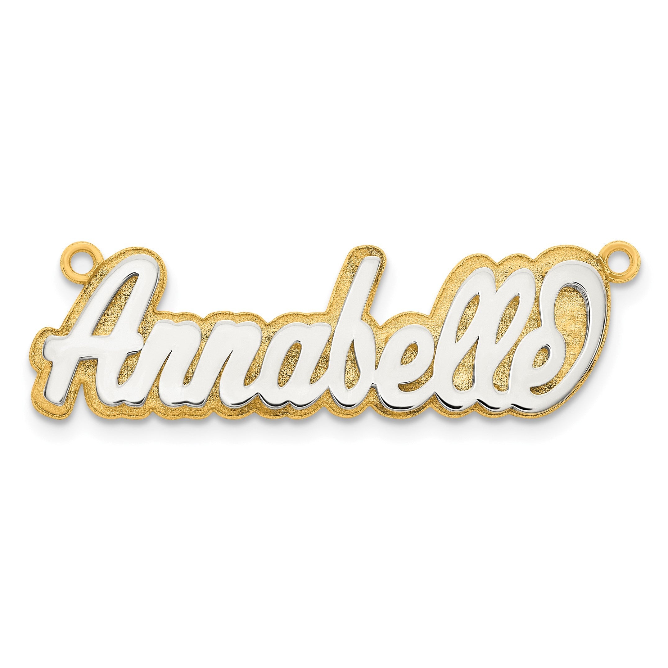 14K Bicolor 3d Poliert Name Platte