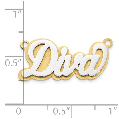 14K Bicolor 3d Poliert Name Platte