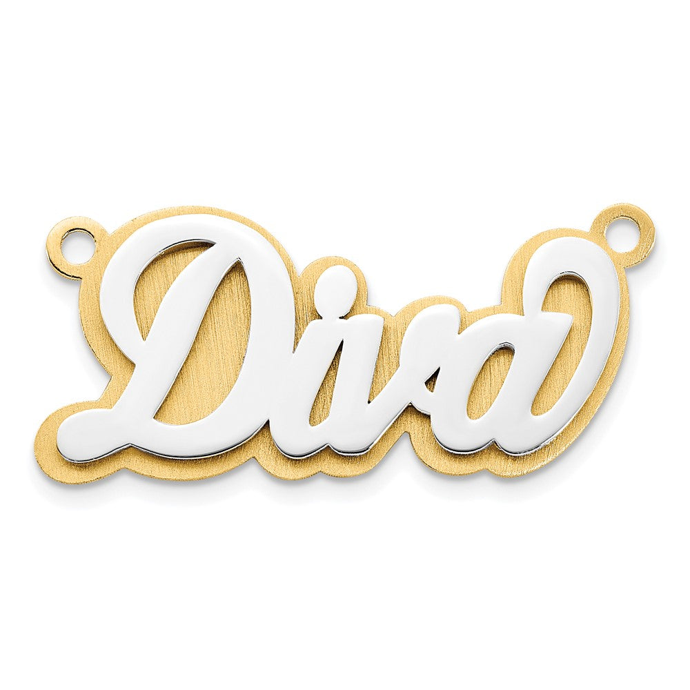 14K Bicolor 3d Poliert Name Platte