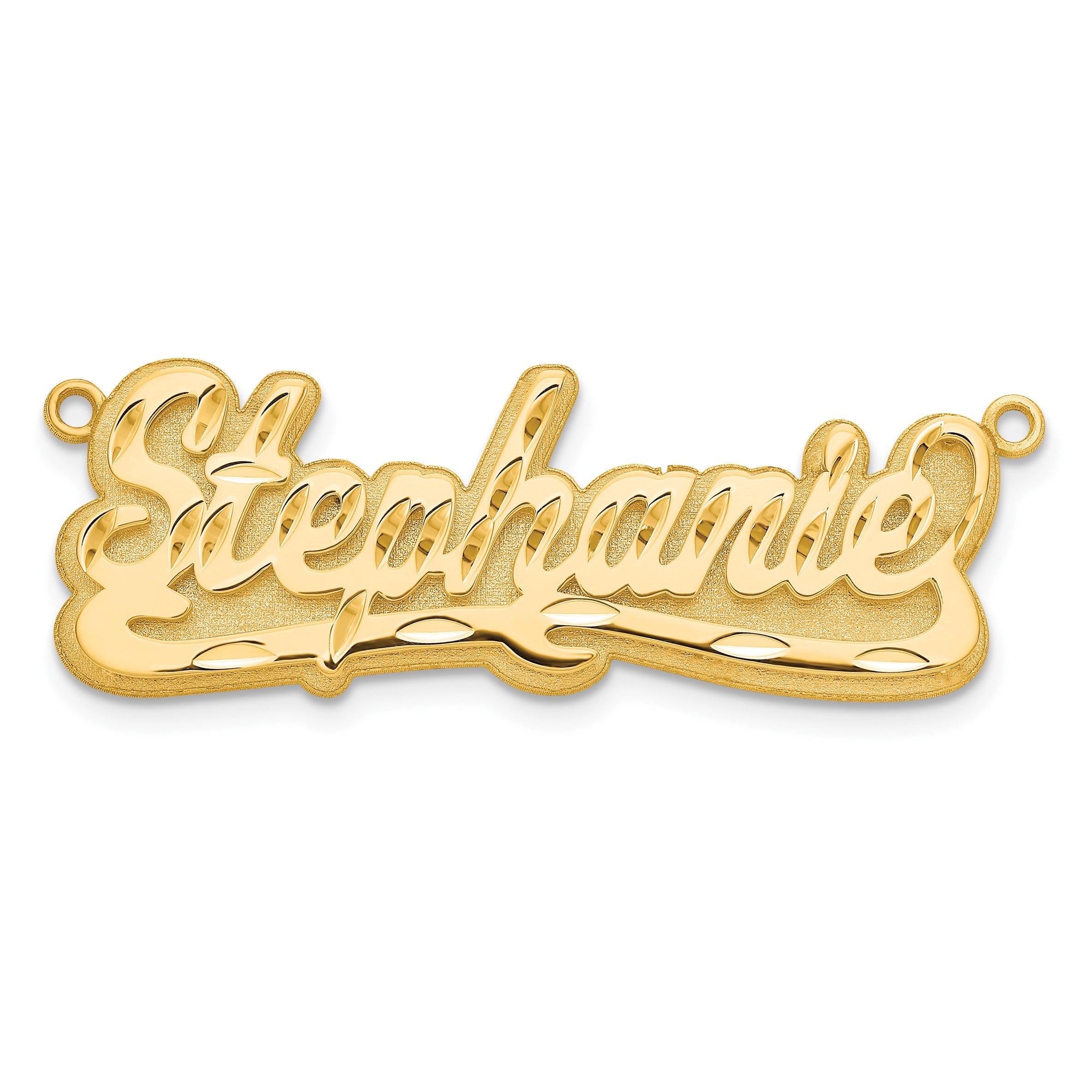 14K Gelbgold 3d Diamantiert Name Platte