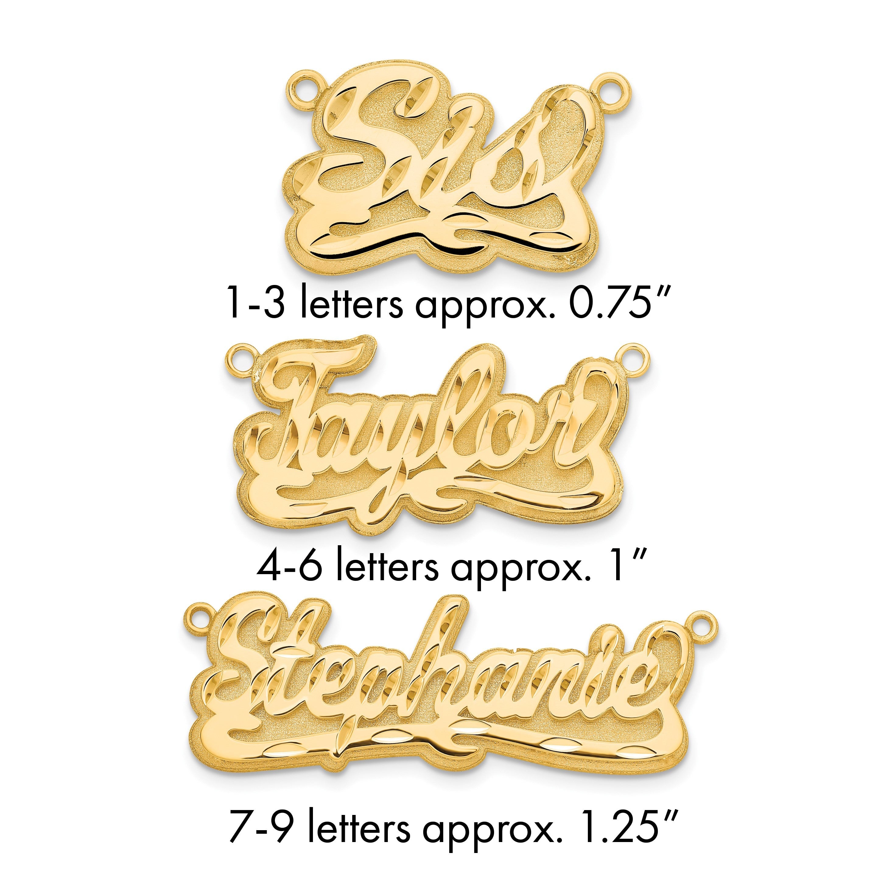 14K Gelbgold 3d Diamantiert Name Platte