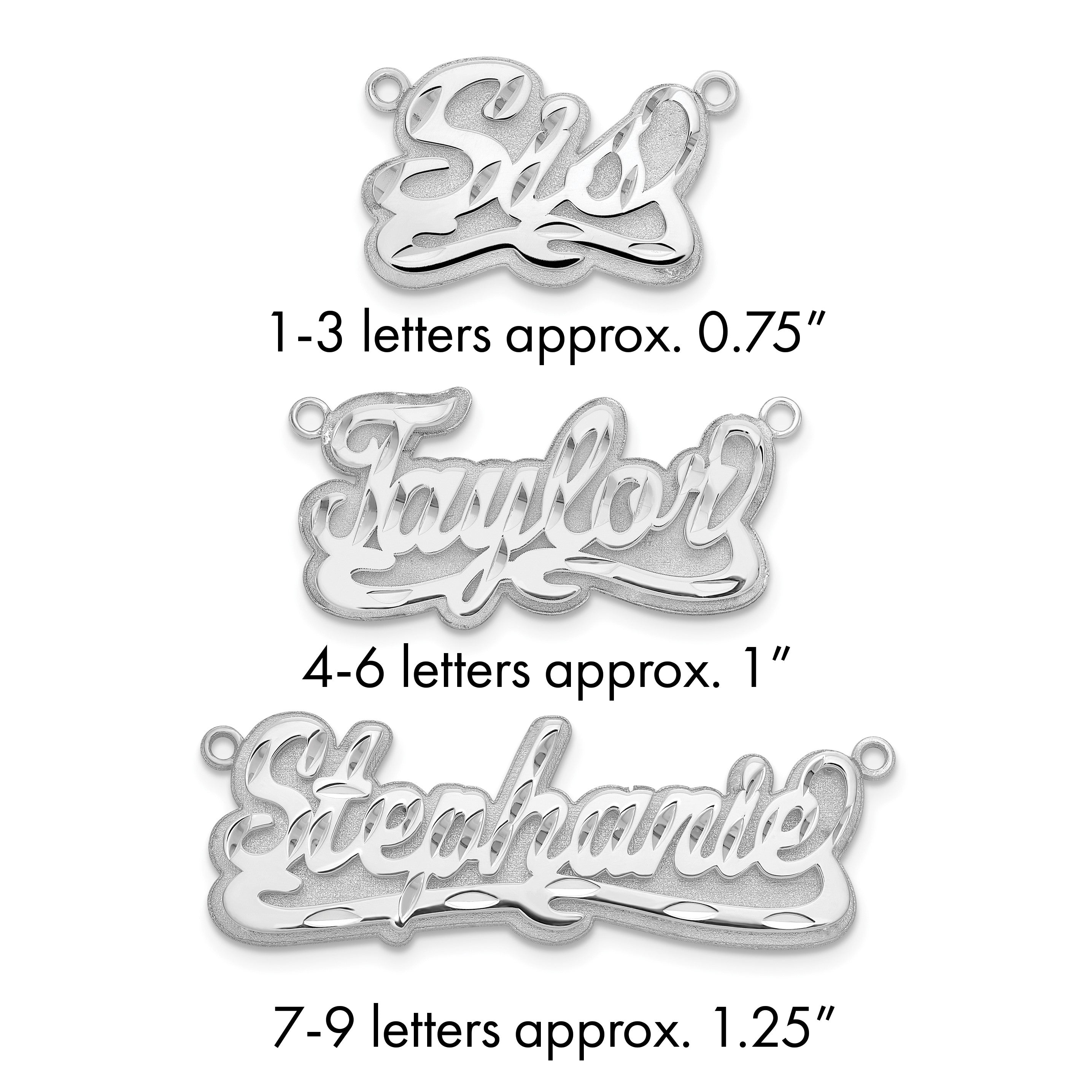 14K Weißgold 3d Diamantiert Name Platte