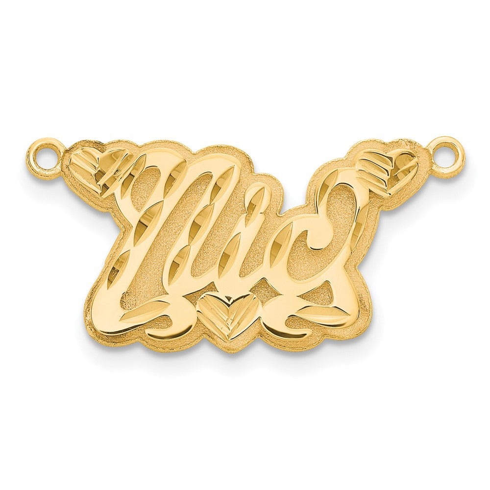 Vergoldet Sterlingsilber /gold 3d Diamantiert Herzen Name Platte