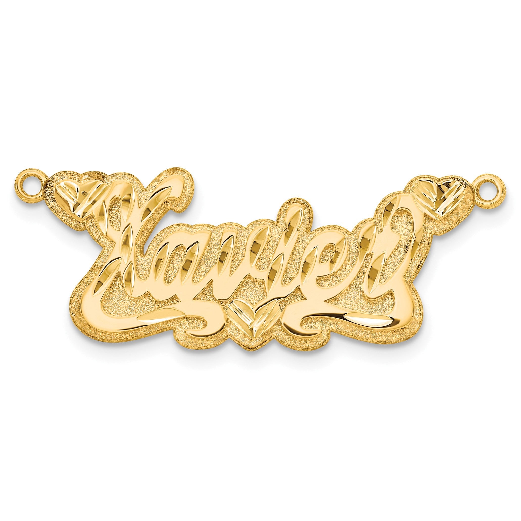 Vergoldet Sterlingsilber /gold 3d Diamantiert Herzen Name Platte