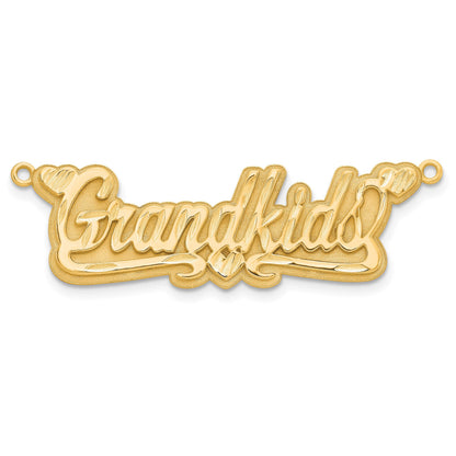 14K Gelbgold 3d Diamantiert Herzen Name Platte