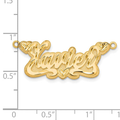 14K Gelbgold 3d Diamantiert Herzen Name Platte