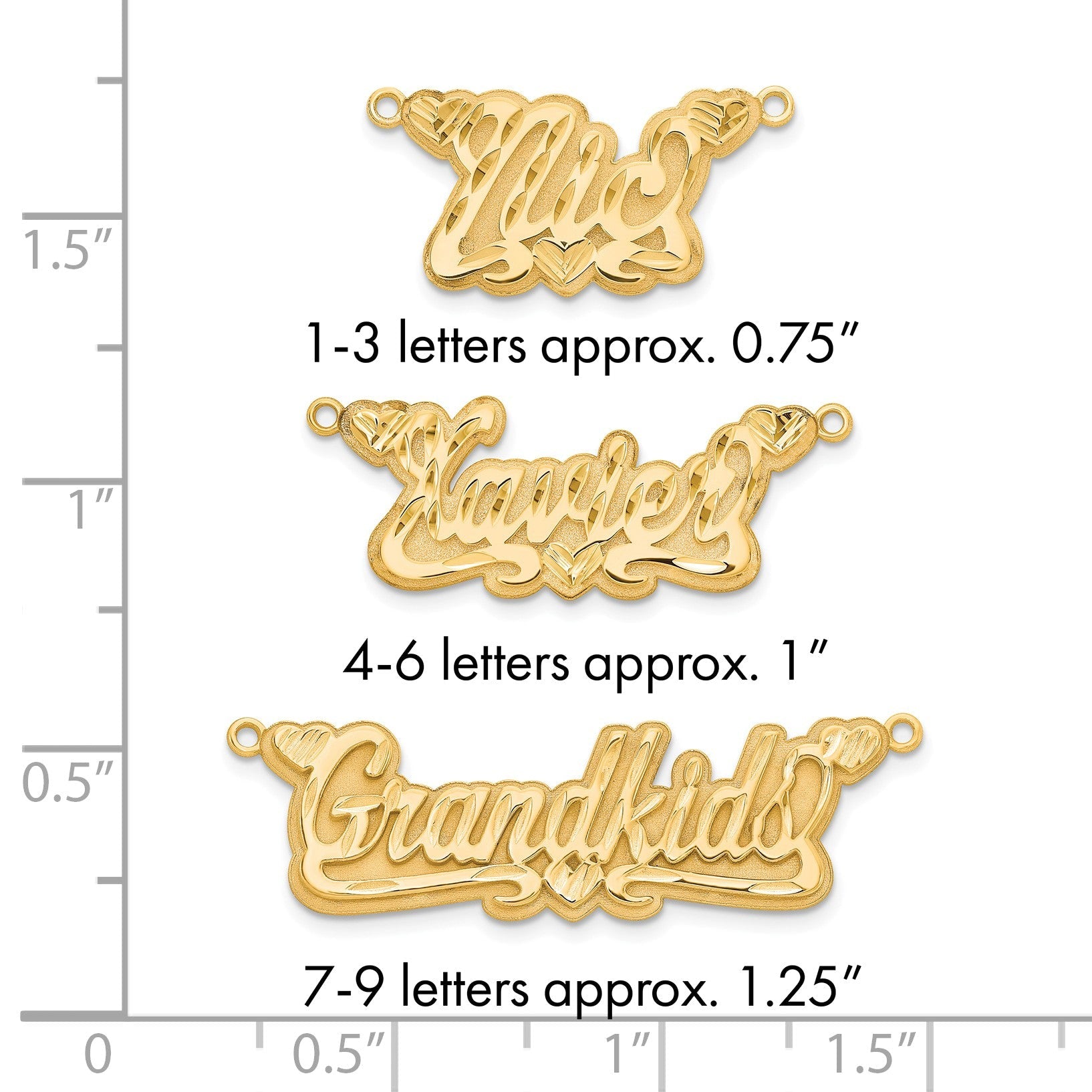 Vergoldet Sterlingsilber /gold 3d Diamantiert Herzen Name Platte