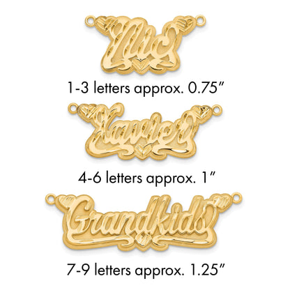 Vergoldet Sterlingsilber /gold 3d Diamantiert Herzen Name Platte