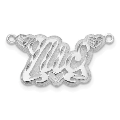 Sterlingsilber Silber/rhodiniert 3d Diamantiert Herzen Name Platte