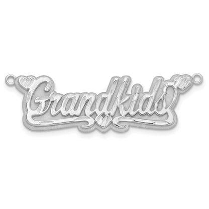 14K Weißgold 3d Diamantiert Herzen Name Platte