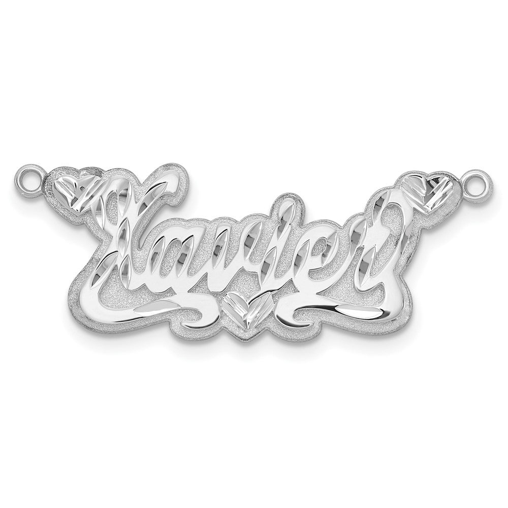 Sterlingsilber Silber/rhodiniert 3d Diamantiert Herzen Name Platte