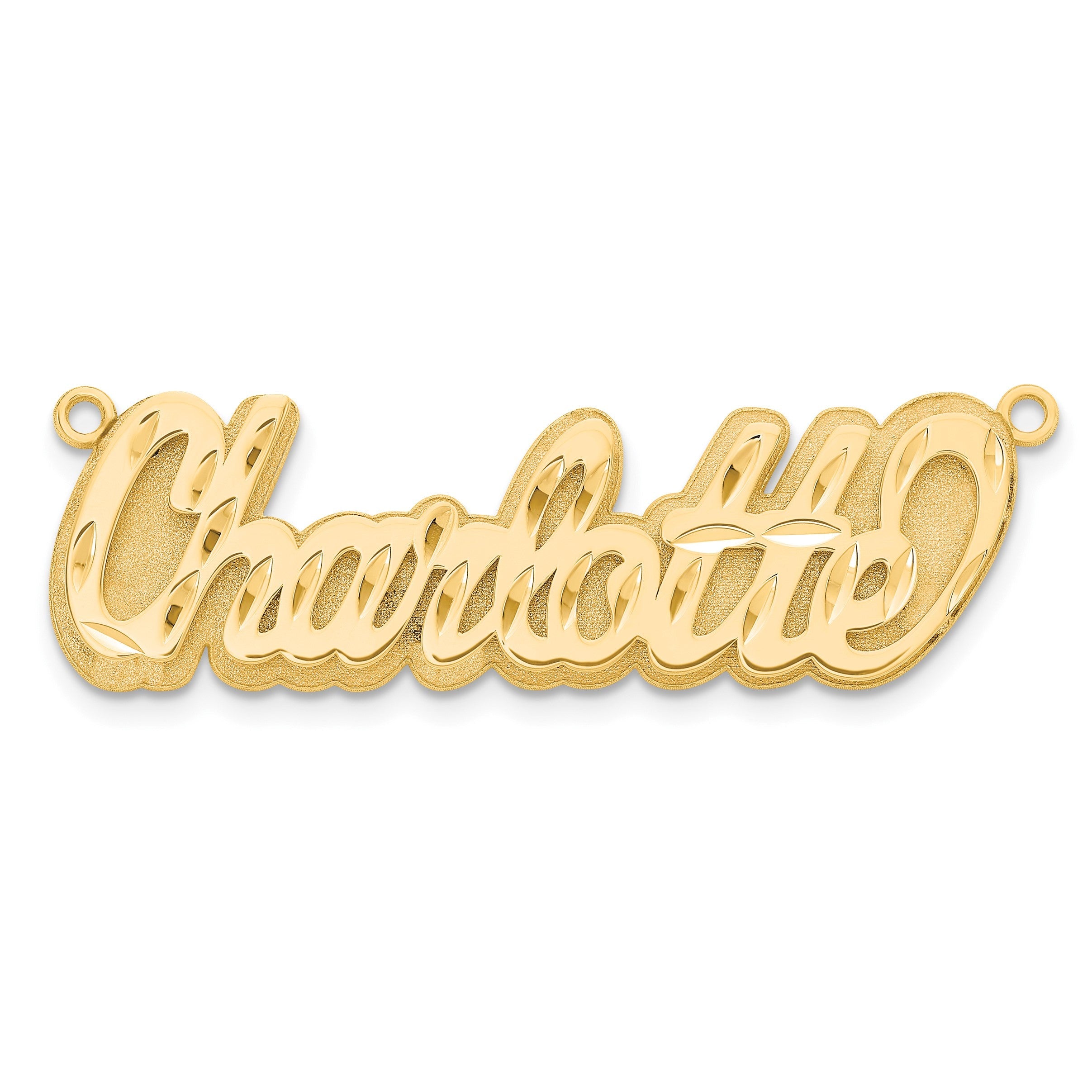14K Gelbgold 3d Diamantiert Name Platte