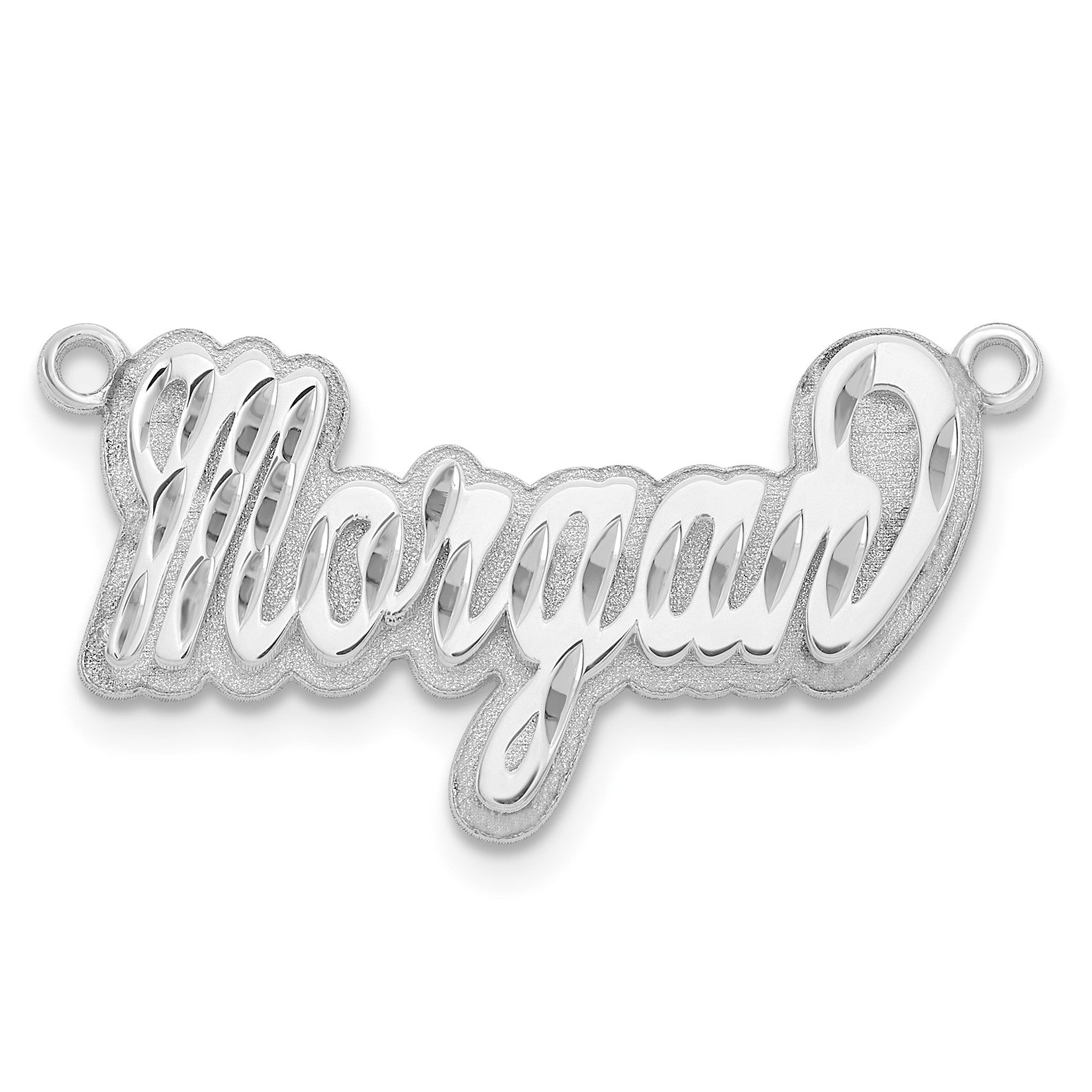 14K Weißgold 3d Diamantiert Name Platte