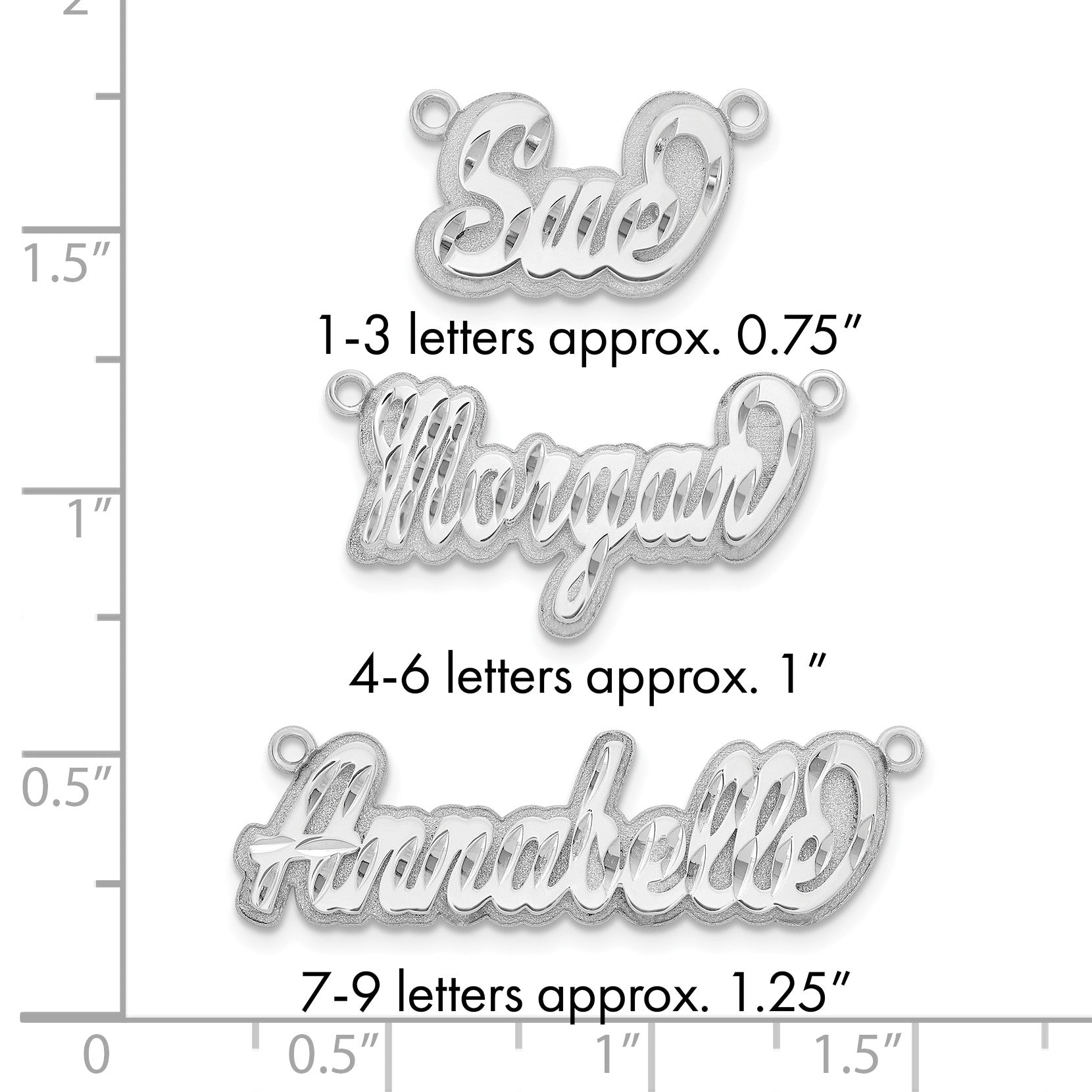 14K Weißgold 3d Diamantiert Name Platte