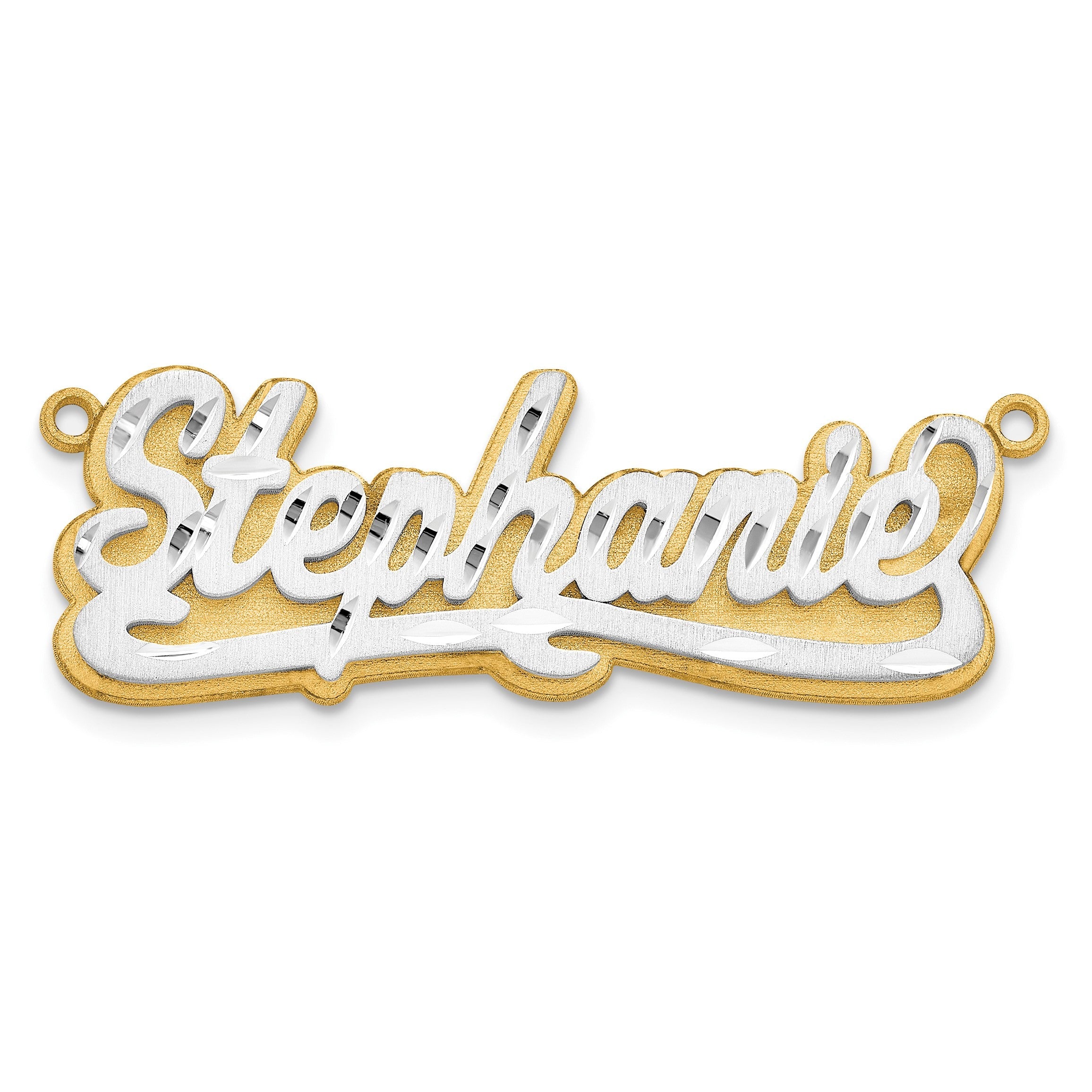 14K Bicolor 3d Satiniert Diamantiert Name Platte