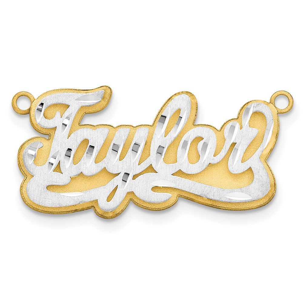 14K Bicolor 3d Satiniert Diamantiert Name Platte