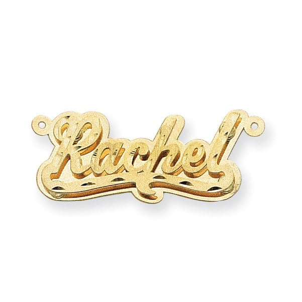 14K Gelbgold Satiniert Diamantiert 3d Name Platte