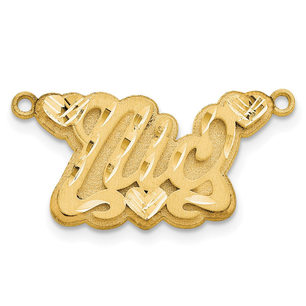 14K Gelbgold 3d Satiniert Diamantiert Herzen Name Platte