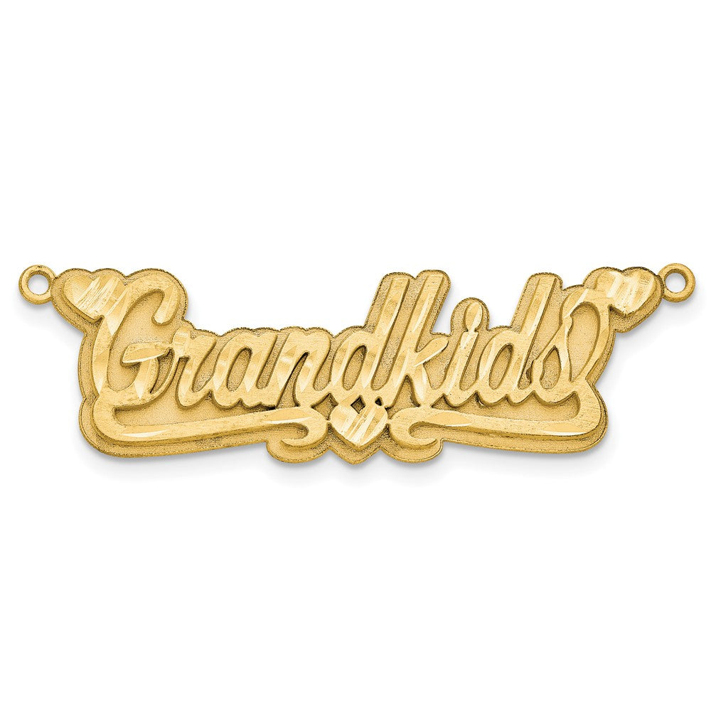 14K Gelbgold 3d Satiniert Diamantiert Herzen Name Platte